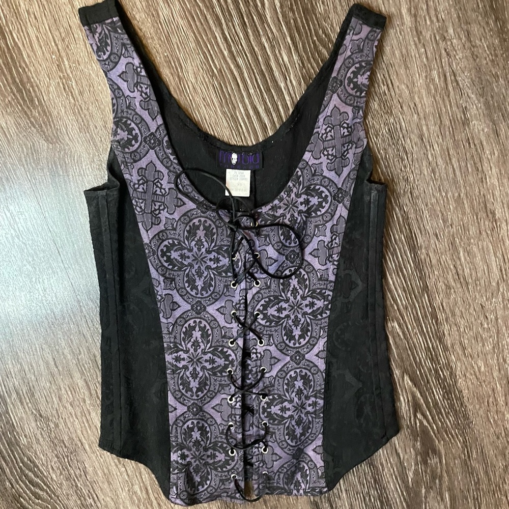 SOLD Vintage morbid threads brocade corset